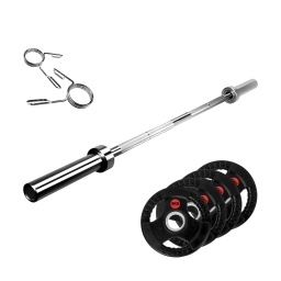 Kit Barra Ol�mpica 1,2 Mts Crossfit + 20 Kilos De Discos Ol�mpicos RHINO