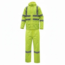 Traje Impermeable Oxford/PVC Amarillo Alta Visibilidad - con Bandas Reflectivas - Uso Industrial, Vial, Delivery