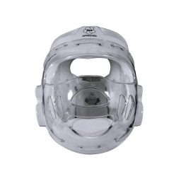 Protector Cabeza Taekwondo Adidas WT con Mascara Blanco Cobertura Total y Proteccion Facial para Competicion y Sparring