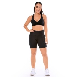 Short femenino Elite cintura alta, 92% poliamida 8% elastano, con bolsillos